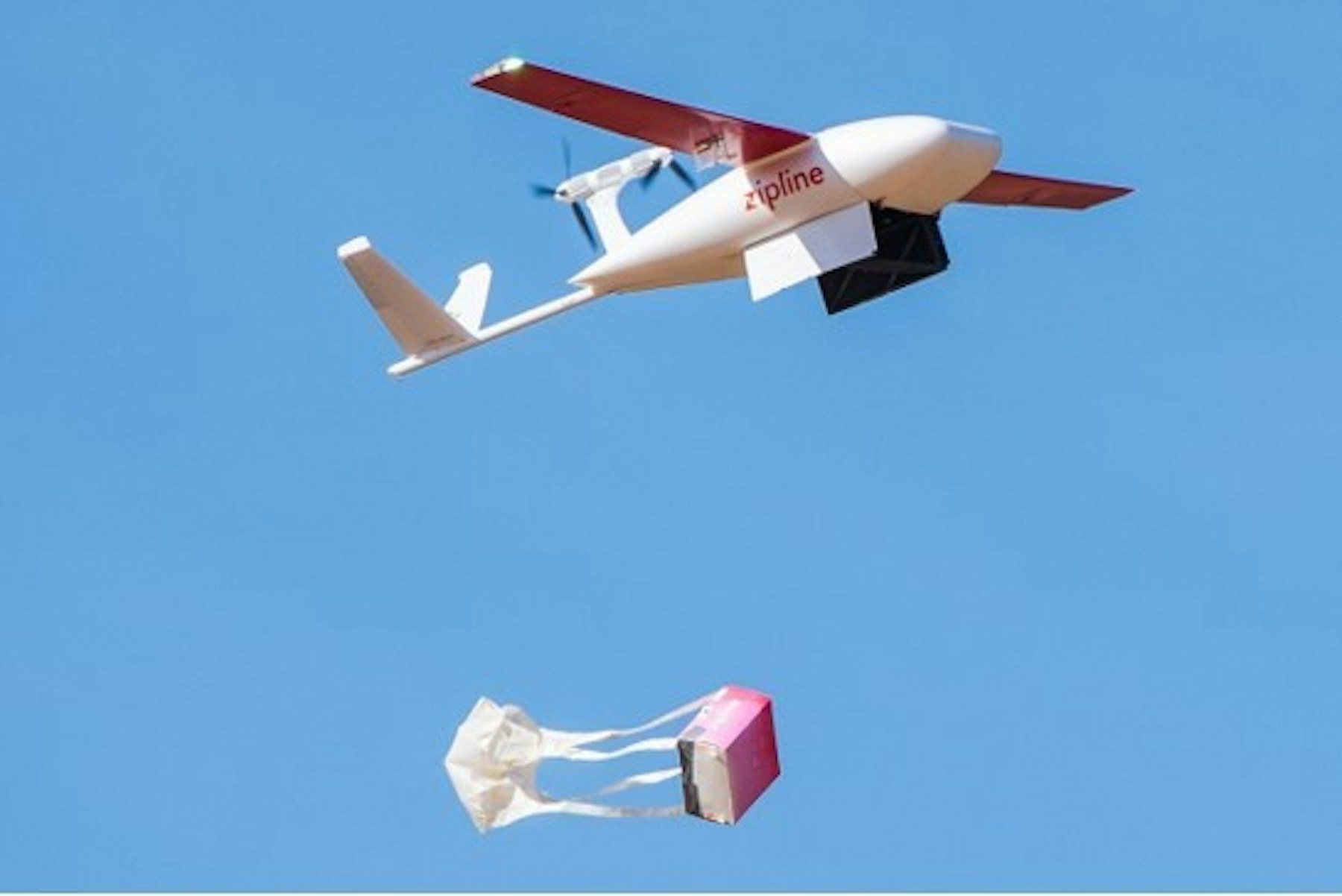 A drone delivers vaccines to a remote location