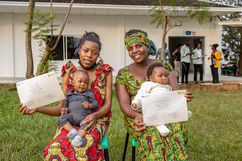 Two proud mums completed the Foundation In Cold-Chain course a Rubirizi campus.