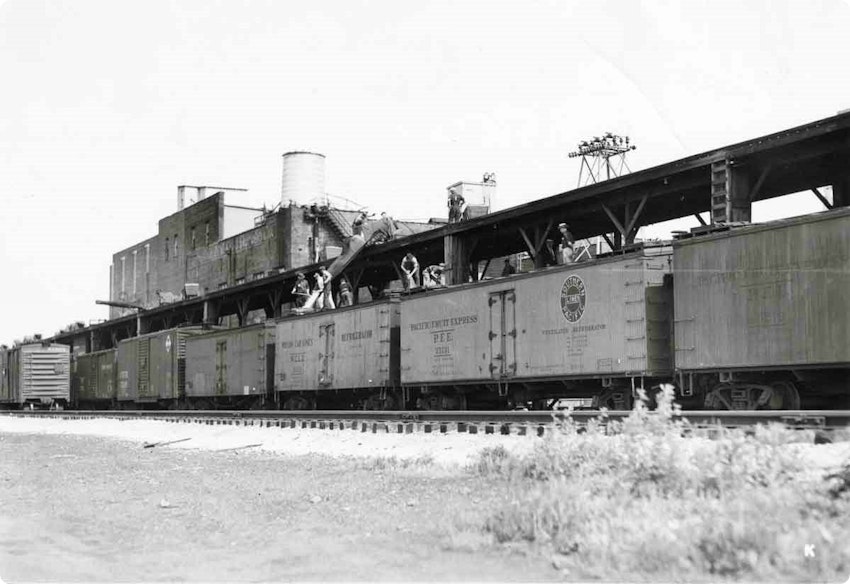 Loading ice on trains