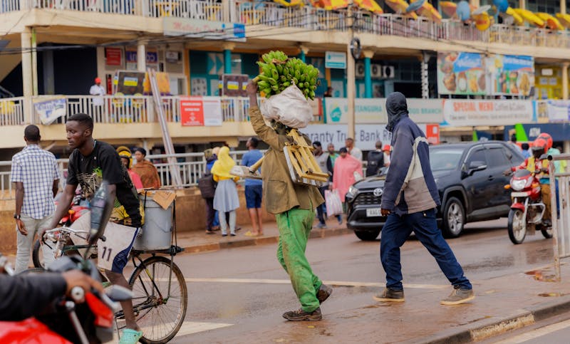 Person carrying bananas